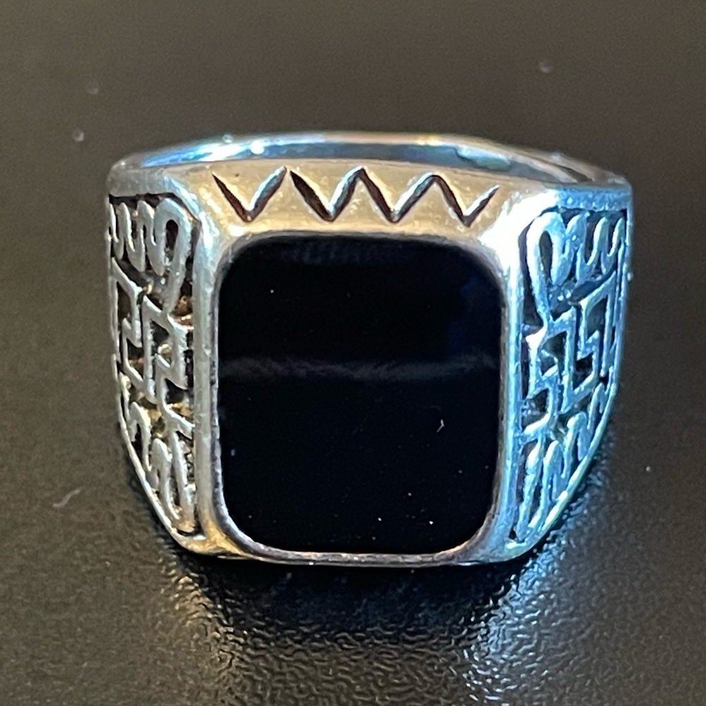S925 silver obsidian ring size 8